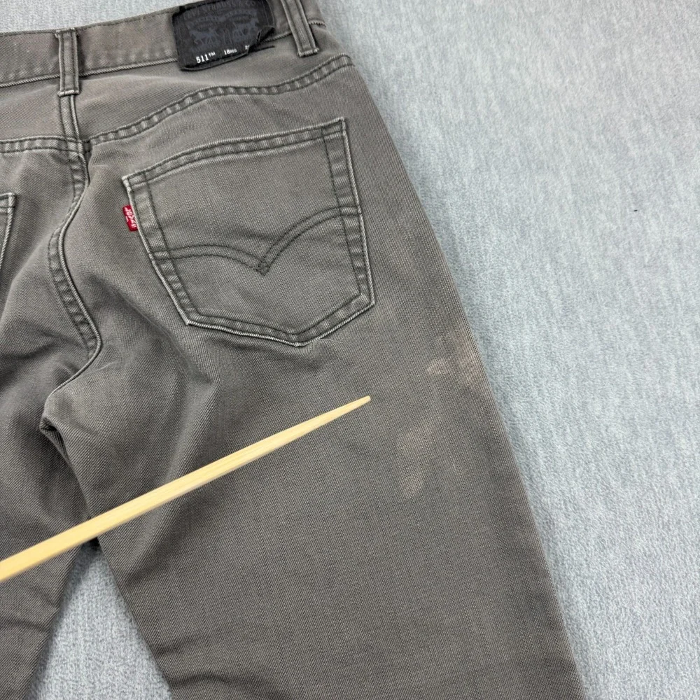 Levis 511 Pants‎ Youth Boys 18 Reg 29X29 Gray Stretch Slim Straight Leg Denim